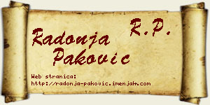 Radonja Paković vizit kartica